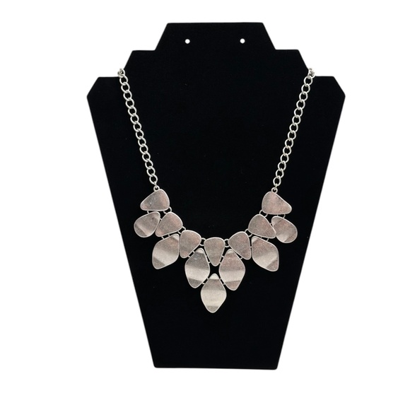 INC International Concepts Silver Statement Bib Necklace - Picture 1 of 3